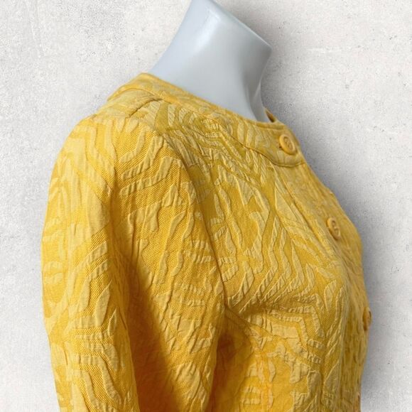 Coldwater Creek Jacquard Jacket Button Front Melon Orange-Yellow Size 8P - Picture 5 of 10